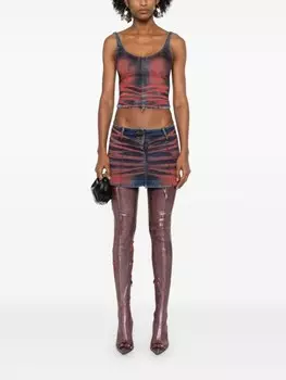 KNWLS джинсовая юбка мини Harley с жатым эффектом, красный