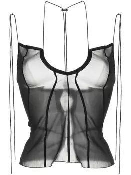 KNWLS топ из эластичного шелка с глубоким вырезом, черный