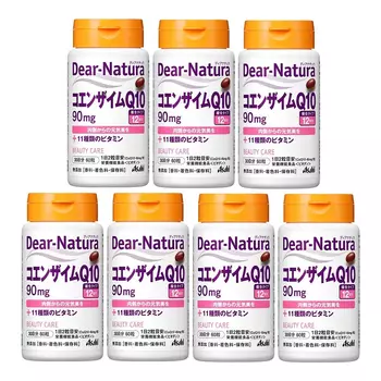 Коэнзим Q10 и 11 витаминов для красоты и молодости ASAHI Dear-Natura, 7 предметов, 60х7 капсул