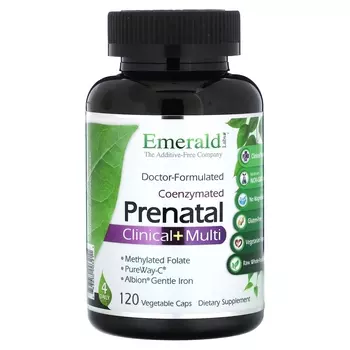 Коэнзимные пренатальные клинические мультивитамины Emerald Laboratories, 120 растительных капсул