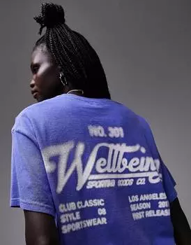 Кобальтовая футболка оверсайз Topshop graphic wellbeing