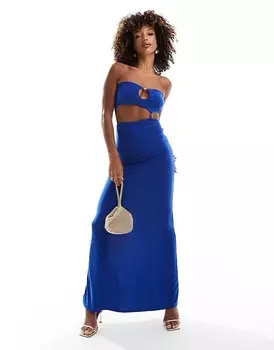 Кобальтово-синее платье-бандо ASOS DESIGN с золотистой отделкой из бисера