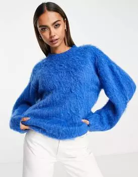Кобальтово-синий джемпер оверсайз из ворсованной пряжи ASOS DESIGN