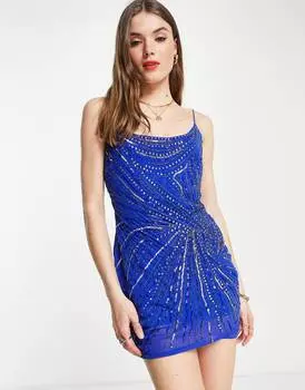 Кобальтовое платье мини ASOS DESIGN linear с украшением