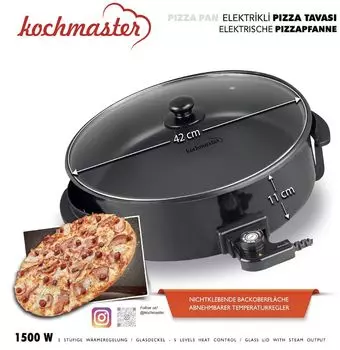 KOCHMASTER Многофункциональная форма для пиццы Delux 42 см x 11 см, черная - 42 x 11 см
