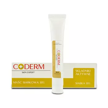 Кодерм серная мазь от чесотки, микозов, прыщей, 25 мл CODERM