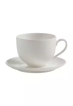 Кофейная чашка Бриллианты круглые, блюдце, 280 мл Maxwell & Williams, белый
