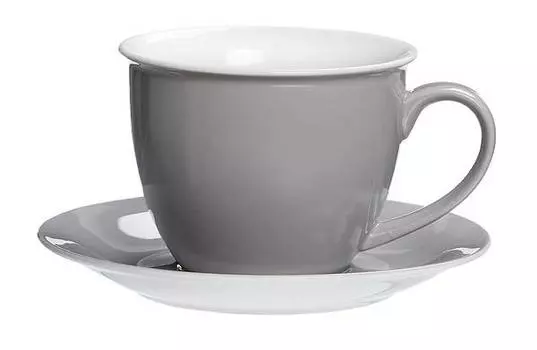 Кофейная чашка с молоком и блюдцем doppio Ritzenhoff, серый