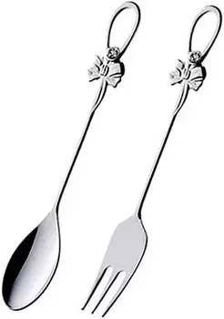 Кофейная ложка/вилка с металлической ромбовидной лентой Takakusa, серебро, набор из 2 шт. Takakuwa