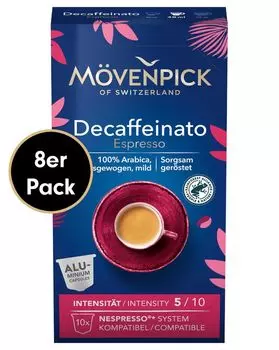 Кофейные капсулы DECAFFEINATO ESPRESSO в алюминиевых капсулах от Mvenpick, 8х10 штук
