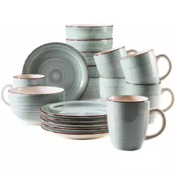 Кофейный сервиз для дома "Набор посуды, Service Bel Tempo", (набор, 18 предметов, 6 кофейных кружек, 6 зерновых тарелок, 6 десертных тарелок), со спиральным декором, 18 предметов, на 6 персон Home Affaire, цвет graublau