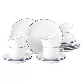 Кофейный сервиз компактный с синим ободком, 18 предметов Seltmann Weiden, белый