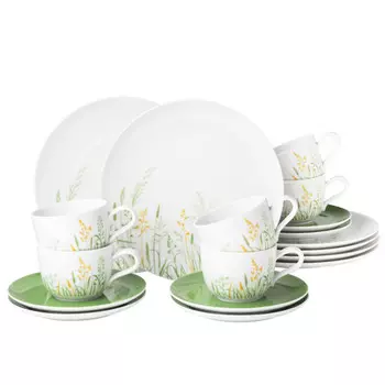 Кофейный сервиз Liberty Meadow Grasses Зеленый 18 шт Seltmann Weiden, белый/красочный