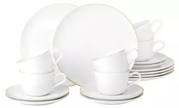 Кофейный сервиз liberty в золотой оправе 18 предметов Seltmann Weiden, белый