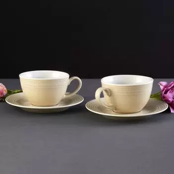 Кофейный сервиз на 6 персон Linea 12 шт. песок АМБИЦИЯ AMBITION, желтый