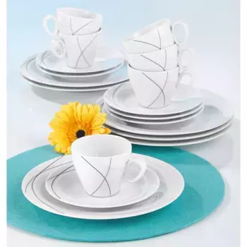 Кофейный сервиз Seltmann Weiden «Набор посуды, Service Trio Highline», (набор, 18 предметов), производство Германия, 18 предметов, на 6 персон, белый/черный/серый