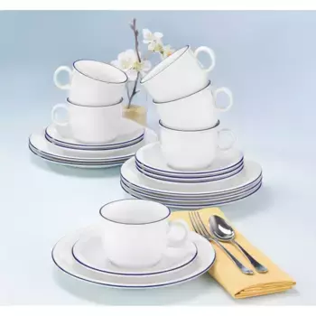 Кофейный сервиз Seltmann Weiden «Набор посуды, Service Compact Blaurand», (набор, 18 предметов), производство Германия, 18 предметов, на 6 персон, белый/синий