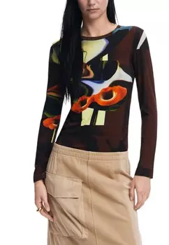 Кофта Desigual облегающая, коричневый