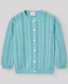 Кофта для девочки с ажуром Ферма PAZ Rodrguez, бирюзовый