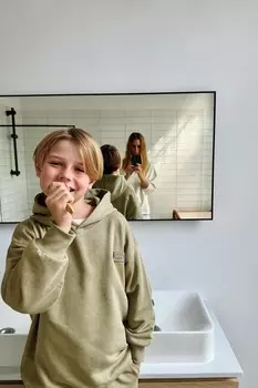 Кофта с капюшоном и джоггеры ZARA, зеленый