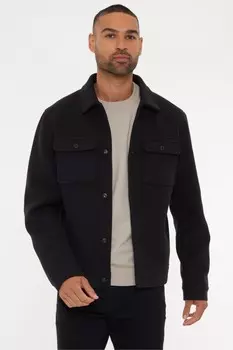 Кофта с начесом и застежкой на пуговицы Threadbare, черный