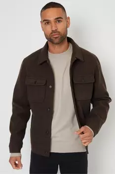 Кофта с начесом и застежкой на пуговицы Threadbare, коричневый