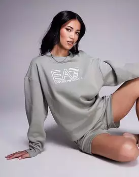 Кофта-свитер с логотипом Armani EA7 кремового цвета