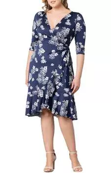 Кокетливое платье-халат с воланами Kiyonna, цвет heavenly blooms