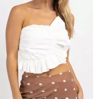 Кокетливый топ-труба с оборками белого цвета day + moon