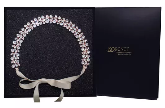 KOKONET, Элегантный широкий свадебный ободок на ленте, пояс из розового золота