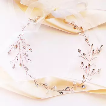 Коконет, ободок-венок из розового золота, нежный для свадьбы Kokonet