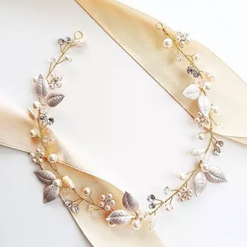 Kokonet, Свадебная лента для волос, золото с листьями в стиле бохо, 1 шт