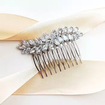 Kokonet, Свадебный гребень, серебро с листьями, элегантный блестящий, 1 шт