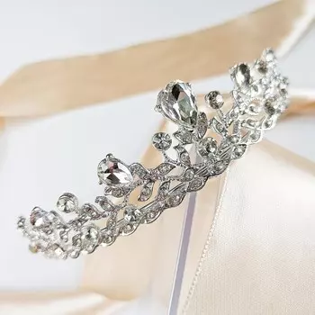 Коконет, тиара, диадема, свадебная корона с серебряными цирконами Kokonet