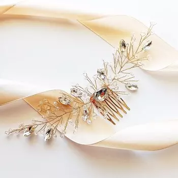 Коконет, Золотое украшение для волос, Декоративная расческа, Кристаллы, 1 шт Kokonet