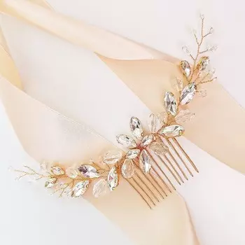 Коконет, золотой гребень для волос со стразами, элегантный, гибкий, широкий Kokonet