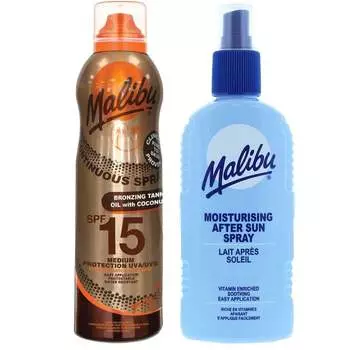 Кокосовое масло Malibu SPF15 175 мл + Бальзам-спрей после загара 200 мл