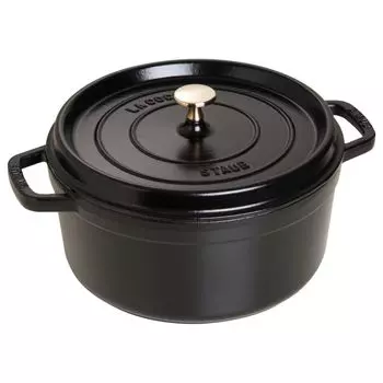 Кокотная круглая чугунная кастрюля STAUB, черная, 20 см