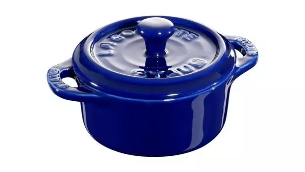Кокотница Staub керамическая мини, круглая, темно-синяя, 10 см