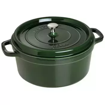 Кокотница Staub круглая чугунная, зеленый