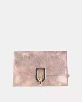 Коктейльная сумка через плечо с клапаном и металлической застежкой Перламутровый материал телесного цвета Volum