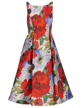 Коктейльное платье Adrianna Papell Floral Mikado Midi Dress, разноцветный