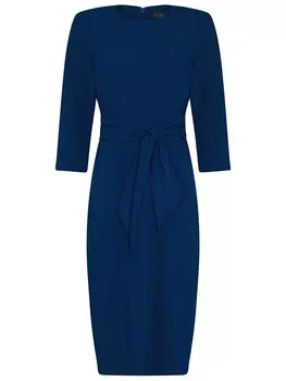 Коктейльное платье Adrianna Papell Knit Crepe Tie Waist Sheath, темно-синий