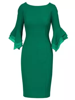 Коктейльное платье Adrianna Papell Knit Crepe Tiered Sleeve Dress, зеленый