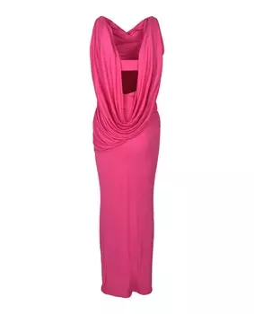 Коктейльное платье без рукавов с драпировкой Versace, розовый