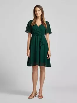 Коктейльное платье длиной до колена с поясом-завязкой Paradi, изумрудный