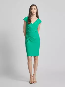 Коктейльное платье длиной до колена с оборками Adrianna Papell, зеленый