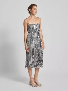 Коктейльное платье длиной до колена с отделкой пайетками, модель «Фарли» Amy Lynn, серебряный