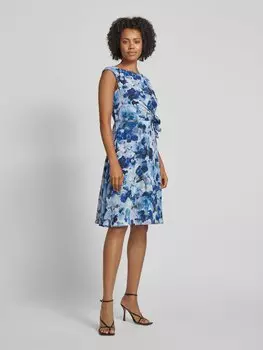 Коктейльное платье длиной до колена с узлом Vera Mont, синий