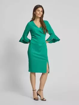 Коктейльное платье длиной до колена с рукавами-фонариками Adrianna Papell, изумрудный